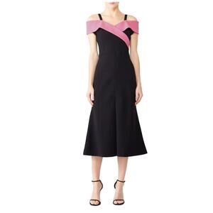B44 Christian Siriano Cold Shoulder Crossover Midi Dress 8 Wedding‎ Cocktail